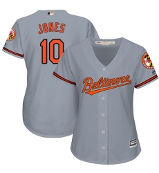 Women's Majestic Baltimore Orioles #10 Adam Jones Authentic Grey Road Cool Base MLB Jersey