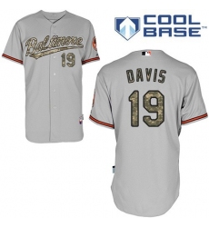 Men's Majestic Baltimore Orioles #19 Chris Davis Authentic Grey USMC Cool Base MLB Jersey