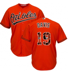 Men's Majestic Baltimore Orioles #19 Chris Davis Authentic Orange Team Logo Fashion Cool Base MLB Jersey