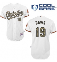 Men's Majestic Baltimore Orioles #19 Chris Davis Authentic White USMC Cool Base MLB Jersey