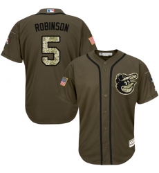 Men's Majestic Baltimore Orioles #5 Brooks Robinson Authentic Green Salute to Service MLB Jersey