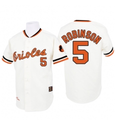 Men's Mitchell and Ness 1970 Baltimore Orioles #5 Brooks Robinson Replica White Throwback MLB Jersey