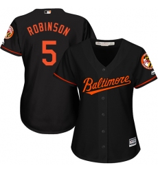 Women's Majestic Baltimore Orioles #5 Brooks Robinson Authentic Black Alternate Cool Base MLB Jersey