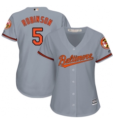 Women's Majestic Baltimore Orioles #5 Brooks Robinson Authentic Grey Road Cool Base MLB Jersey