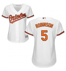 Women's Majestic Baltimore Orioles #5 Brooks Robinson Authentic White Home Cool Base MLB Jersey