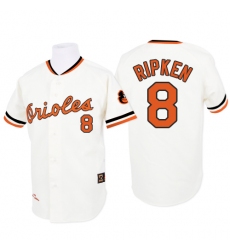 Men's Mitchell and Ness 1970 Baltimore Orioles #8 Cal Ripken Replica White Throwback MLB Jersey