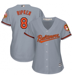 Women's Majestic Baltimore Orioles #8 Cal Ripken Authentic Grey Road Cool Base MLB Jersey