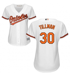 Women's Majestic Baltimore Orioles #30 Chris Tillman Authentic White Home Cool Base MLB Jersey