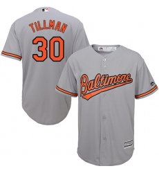 Youth Majestic Baltimore Orioles #30 Chris Tillman Authentic Grey Road Cool Base MLB Jersey