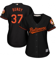 Women's Majestic Baltimore Orioles #37 Dylan Bundy Authentic Black Alternate Cool Base MLB Jersey