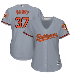 Women's Majestic Baltimore Orioles #37 Dylan Bundy Authentic Grey Road Cool Base MLB Jersey