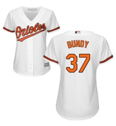 Women's Majestic Baltimore Orioles #37 Dylan Bundy Authentic White Home Cool Base MLB Jersey