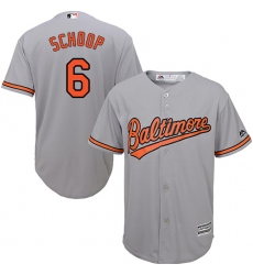 Men's Majestic Baltimore Orioles #6 Jonathan Schoop Replica Grey Road Cool Base MLB Jersey