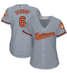 Women's Majestic Baltimore Orioles #6 Jonathan Schoop Authentic Grey Road Cool Base MLB Jersey