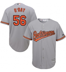 Men's Majestic Baltimore Orioles #56 Darren O'Day Replica Grey Road Cool Base MLB Jersey