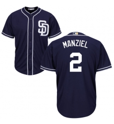 Men's Majestic San Diego Padres #2 Johnny Manziel Replica Navy Blue Alternate 1 Cool Base MLB Jersey