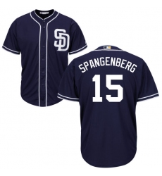 Youth Majestic San Diego Padres #15 Cory Spangenberg Authentic Navy Blue Alternate 1 Cool Base MLB Jersey