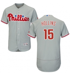 Men's Majestic Philadelphia Phillies #15 Dave Hollins Grey Road Flex Base Authentic Collection MLB Jersey