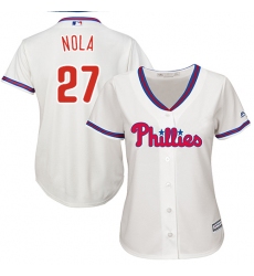 Women's Majestic Philadelphia Phillies #27 Aaron Nola Replica Cream Alternate Cool Base MLB Jersey