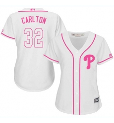 Women's Majestic Philadelphia Phillies #32 Steve Carlton Authentic White Fashion Cool Base MLB Jersey