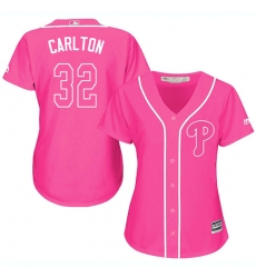 Women's Majestic Philadelphia Phillies #32 Steve Carlton Replica Pink Fashion Cool Base MLB Jersey