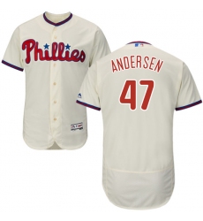 Men's Majestic Philadelphia Phillies #47 Larry Andersen Cream Alternate Flex Base Authentic Collection MLB Jersey