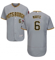 Men's Majestic Pittsburgh Pirates #6 Starling Marte Grey Road Flex Base Authentic Collection MLB Jersey