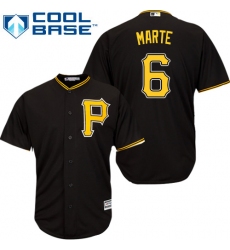 Youth Majestic Pittsburgh Pirates #6 Starling Marte Authentic Black Alternate Cool Base MLB Jersey