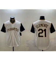 Men's Pittsburgh Pirates #21 Roberto Clemente White Cool Base Stitched Jersey