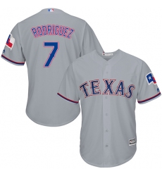 Youth Majestic Texas Rangers #7 Ivan Rodriguez Authentic Grey Road Cool Base MLB Jersey
