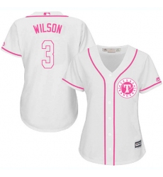 Women's Majestic Texas Rangers #3 Russell Wilson Authentic White Fashion Cool Base MLB Jersey