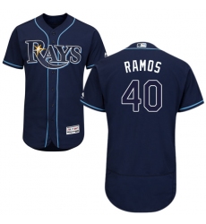 Men's Majestic Tampa Bay Rays #40 Wilson Ramos Navy Blue Flexbase Authentic Collection MLB Jersey