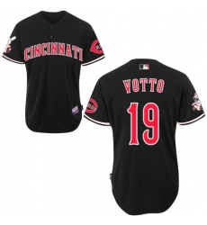 Men's Majestic Cincinnati Reds #19 Joey Votto Authentic Black MLB Jersey