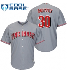 Youth Majestic Cincinnati Reds #30 Ken Griffey Authentic Grey Road Cool Base MLB Jersey