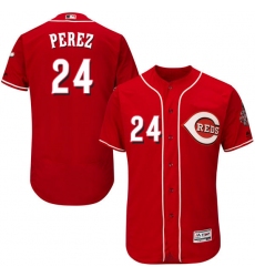 Men's Majestic Cincinnati Reds #24 Tony Perez Red Alternate Flex Base Authentic Collection MLB Jersey