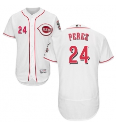 Men's Majestic Cincinnati Reds #24 Tony Perez White Home Flex Base Authentic Collection MLB Jersey