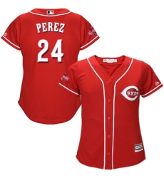 Women's Majestic Cincinnati Reds #24 Tony Perez Authentic Red Alternate Cool Base MLB Jersey