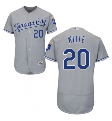 Men's Majestic Kansas City Royals #20 Frank White Grey Road Flex Base Authentic Collection MLB Jersey