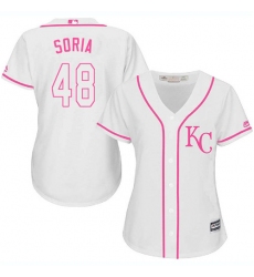 Women's Majestic Kansas City Royals #48 Joakim Soria Authentic White Fashion Cool Base MLB Jersey