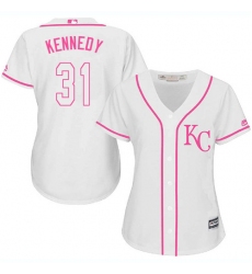 Women's Majestic Kansas City Royals #31 Ian Kennedy Authentic White Fashion Cool Base MLB Jersey