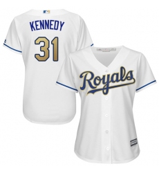 Women's Majestic Kansas City Royals #31 Ian Kennedy Replica White Home Cool Base MLB Jersey