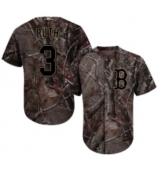 Men's Majestic Boston Red Sox #3 Babe Ruth Authentic Camo Realtree Collection Flex Base 2018 World Series Champions MLB Jersey
