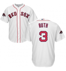 Youth Majestic Boston Red Sox #3 Babe Ruth Authentic White Home Cool Base 2018 World Series Champions MLB Jersey