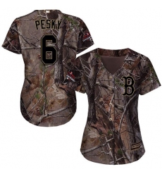 Women's Majestic Boston Red Sox #6 Johnny Pesky Authentic Camo Realtree Collection Flex Base 2018 World Series Champions MLB Jersey