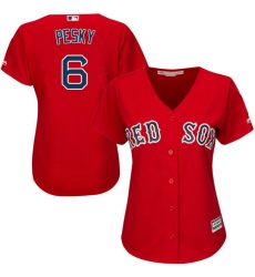 Women's Majestic Boston Red Sox #6 Johnny Pesky Replica Red Alternate Home MLB Jersey