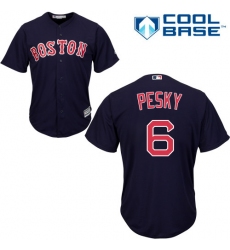 Youth Majestic Boston Red Sox #6 Johnny Pesky Authentic Navy Blue Alternate Road Cool Base MLB Jersey