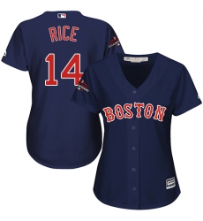 Women's Majestic Boston Red Sox #14 Jim Rice Authentic Navy Blue Alternate Road 2018 World Series Champions MLB Jersey