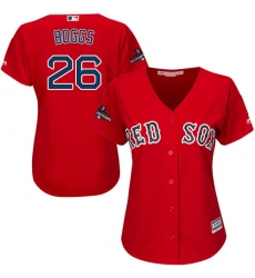 Women's Majestic Boston Red Sox #26 Wade Boggs Authentic Red Alternate Home 2018 World Series Champions MLB Jersey