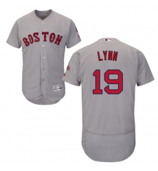 Men's Majestic Boston Red Sox #19 Fred Lynn Grey Road Flex Base Authentic Collection MLB Jersey