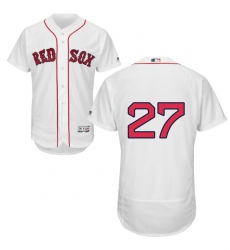 Men's Majestic Boston Red Sox #27 Carlton Fisk White Home Flex Base Authentic Collection MLB Jersey
